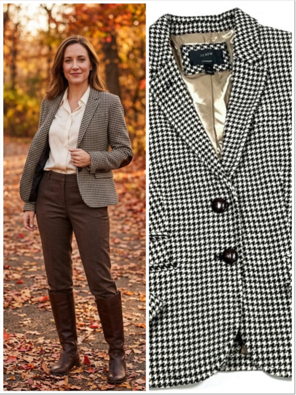 J.Crew Womans Jacket Schoolboy Blazer Size 6 Black White Houndstooth Wool Jacket